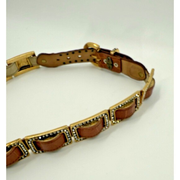 Vintage RARE 1990’s SAND CASTLE Studded Brass  Leather Rhinestone 1.25\